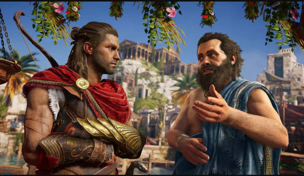 Alexios talking to Socrates